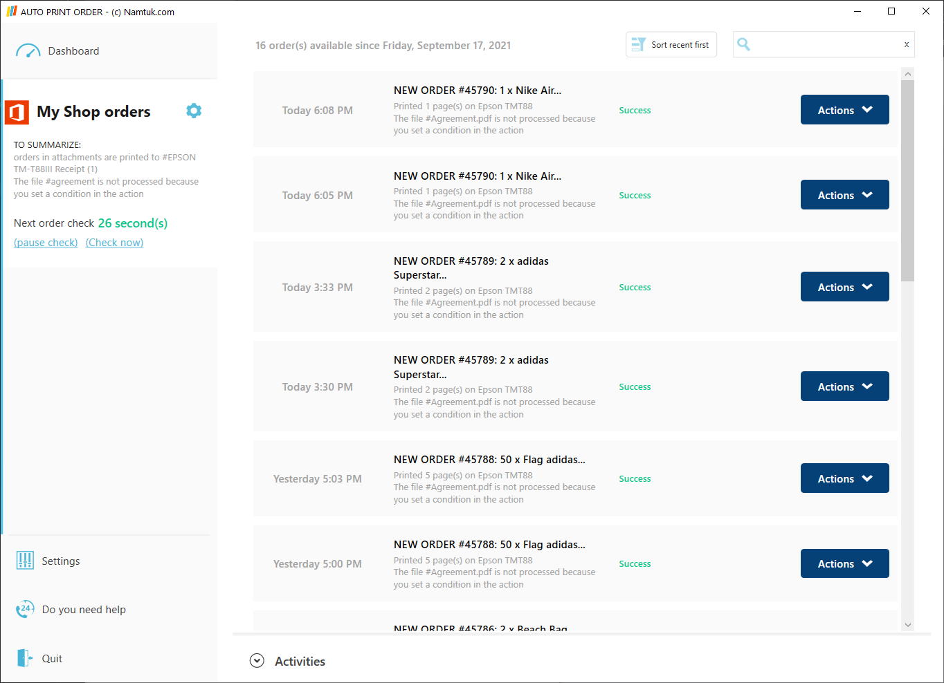 Auto Print Order software